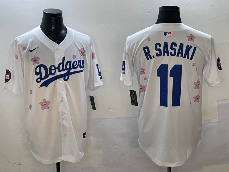 Men's Los Angeles Dodgers Roki Sasaki #11 White Alternate Replica Player Jerseys