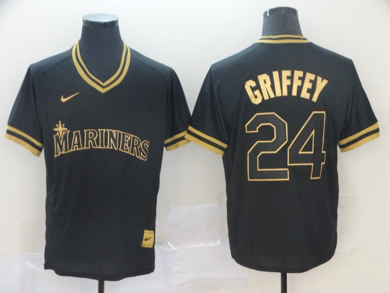 Men's Seattle Mariners Ken Griffey Jr. #24 Black Replica Player Jerseys