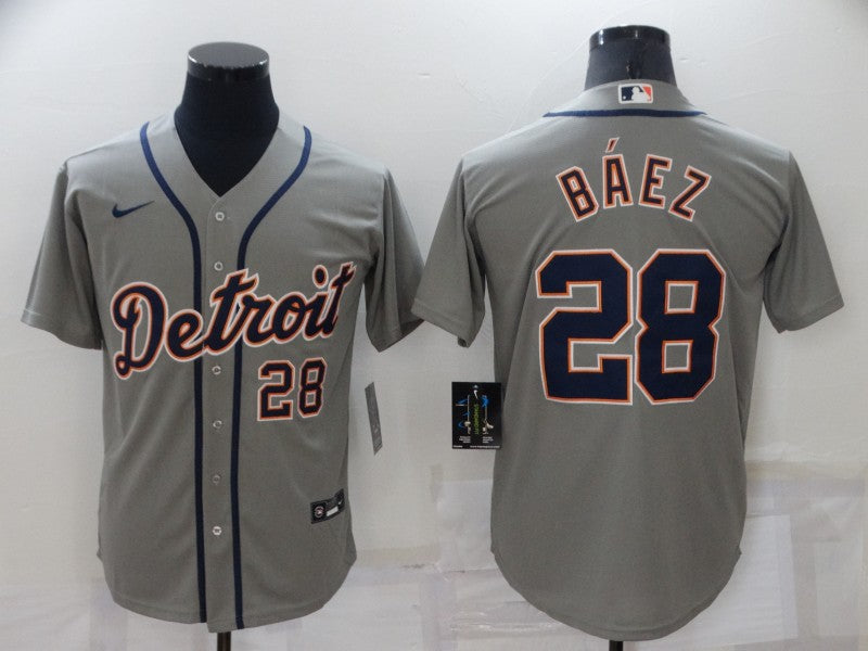 Men's Detroit Tigers Javier Baez #28 Gray Replica Baseball Jerseys