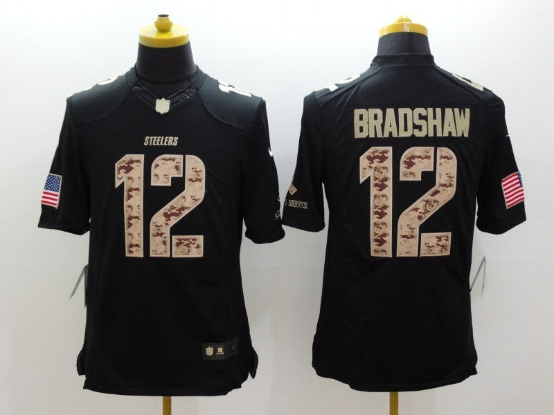 Men's Pittsburgh Steelers Terry Bradshaw #12 Black Game Player Jerseys