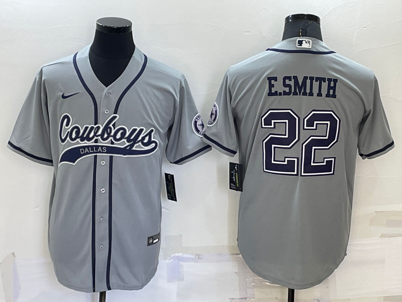 Men's Dallas Cowboys Emmitt Smith #22 Gray Game Jerseys Joint Edition