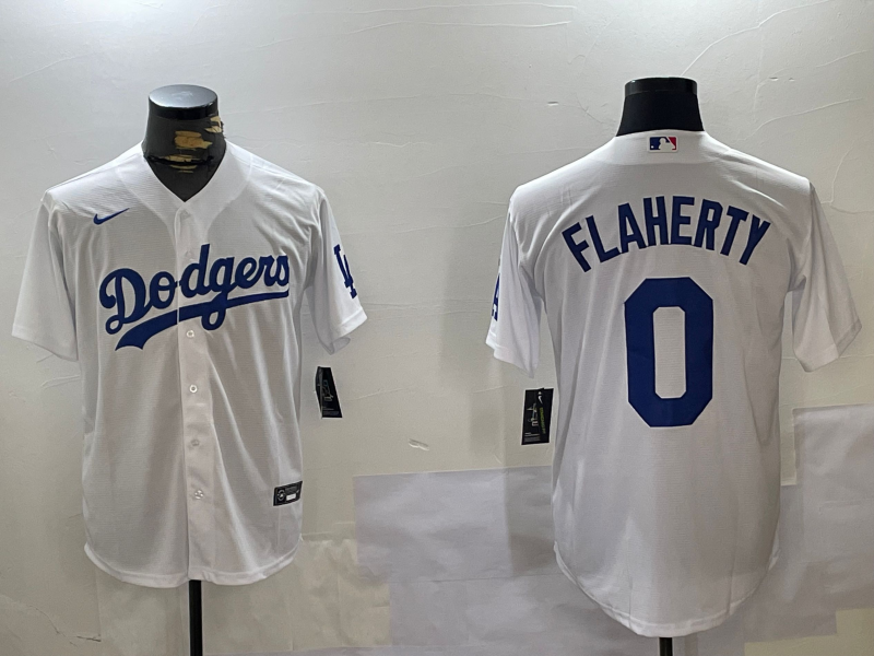 Men's Los Angeles Dodgers Jack Flaherty #0 White Replica Player Jerseys