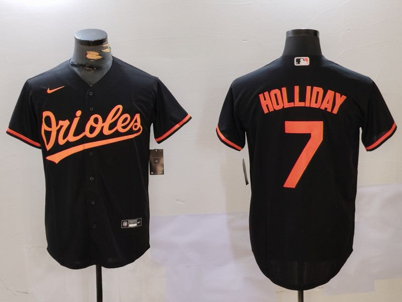 Men's Baltimore Orioles Jackson Holliday #7 Black Replica Player Jerseys