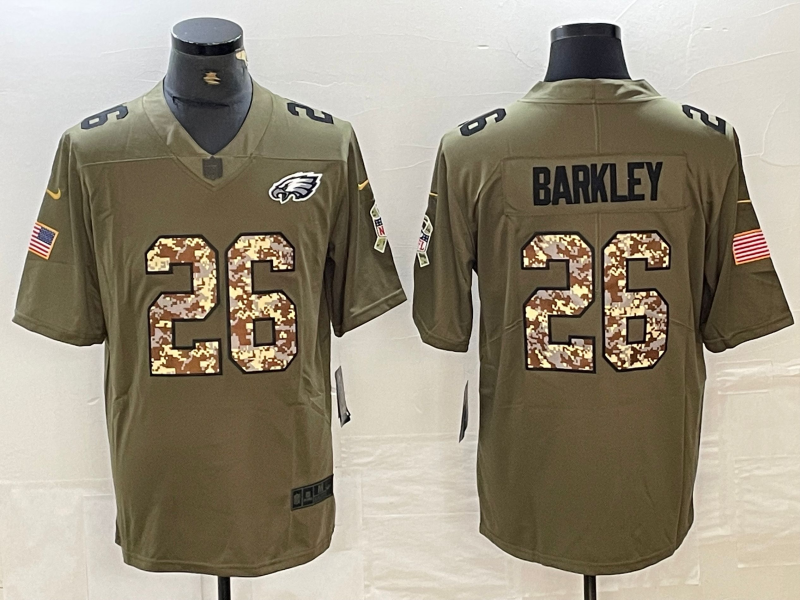 Men's Philadelphia Eagles Saquon Barkley #26 Olive Game Player Jerseys