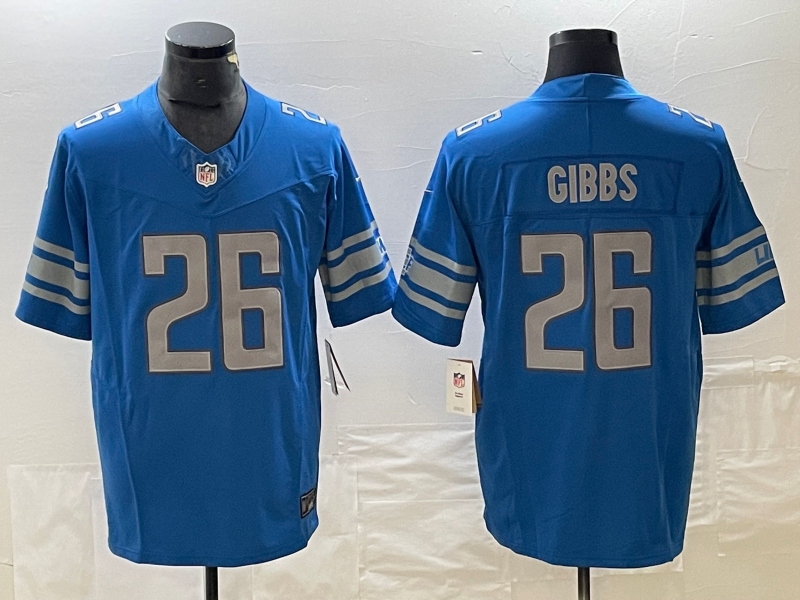 Men's Detroit Lions Jahmyr Gibbs #26 Blue Player Game Jerseys
