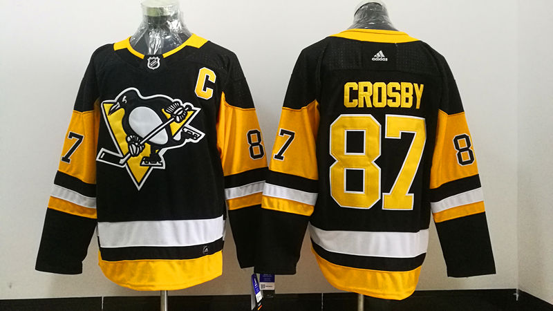Men's Pittsburgh Penguins sidney crosby #87 Black Replica Player Jerseys