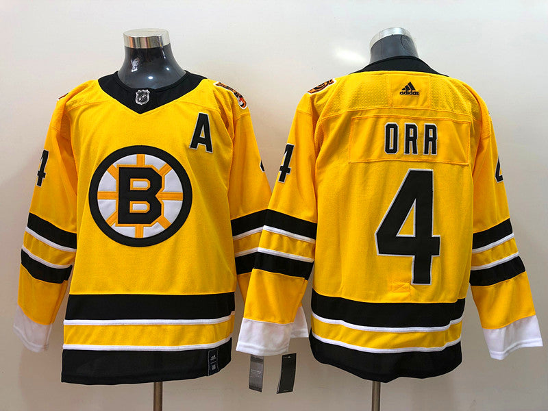 Men's Boston Bruins Bobby Orr #4 Yellow Replica Jerseys