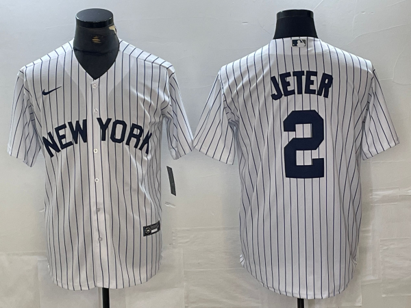Men's New York Yankees Derek Jeter #2 White Limited Jerseys