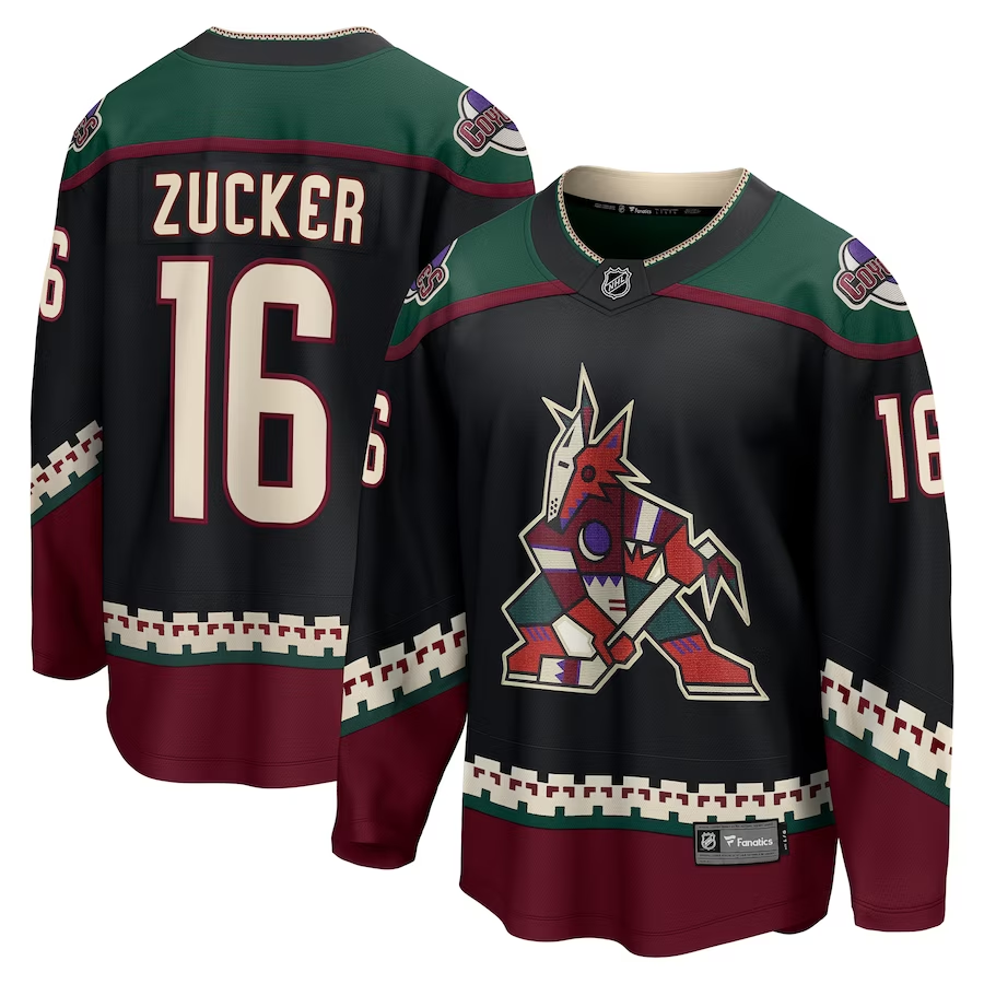 Men's Arizona Coyotes Jason Zucker #16 Black Home Breakaway Jerseys