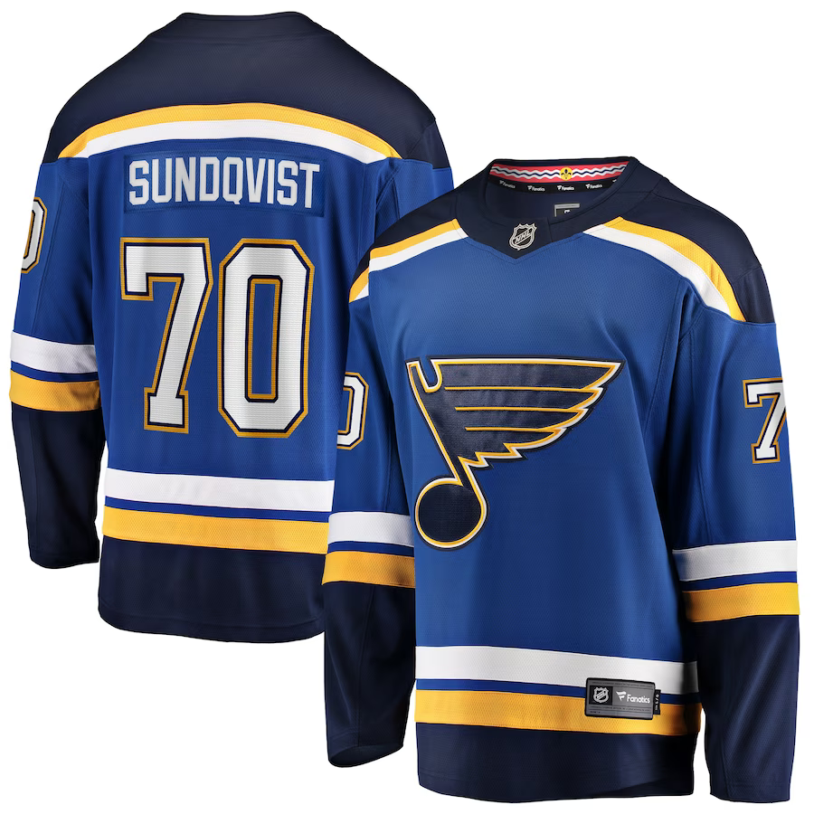 Men's St. Louis Blues Oskar Sundqvist #70 Blue Home Breakaway Player Jerseys