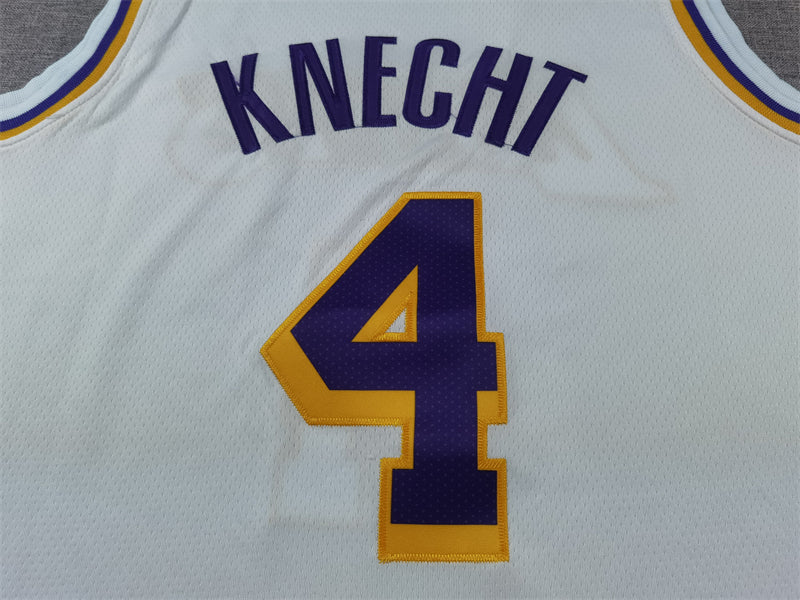 Men's Los Angeles Lakers Dalton Knecht #4 White Swingman Jerseys - Association Edition