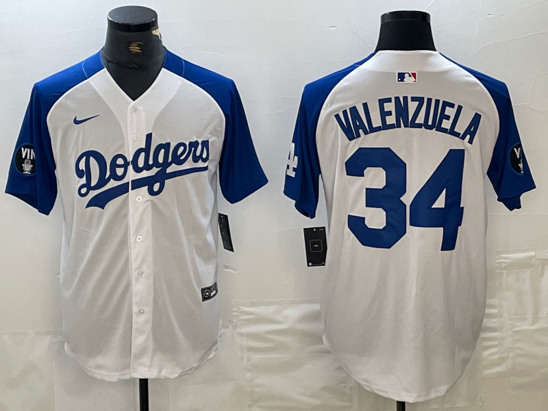 Men's Los Angeles Dodgers Fernando Valenzuela #34 White Limited Jerseys