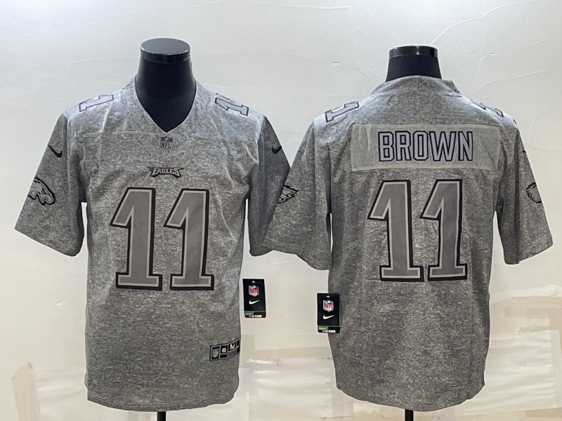 Men's Philadelphia Eagles A.J. Brown #11 Gray Player Jerseys