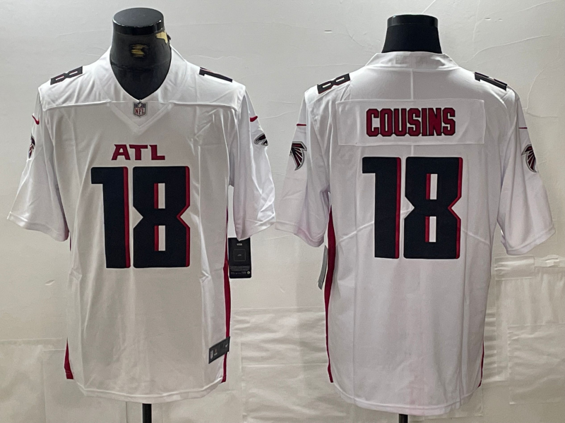 Men's Atlanta Falcons Kirk Cousins #18 White Game Player Jerseys