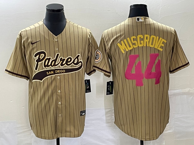 Men's San Diego Padres Joe Musgrove #44 Tan Replica Player Jerseys Joint Edition