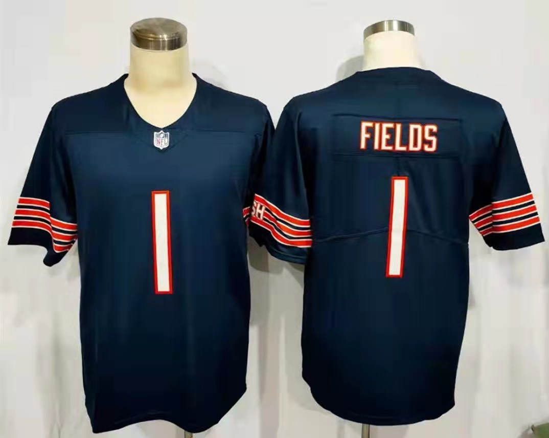 Men's Chicago Bears Justin Fields #1 Navy Vapor Limited Jerseys