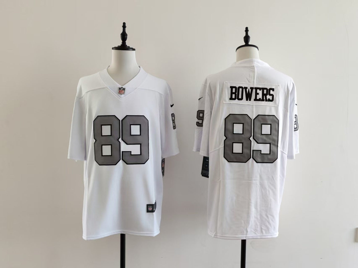 Men's Oakland Raiders Brock Bowers Jersey - White-Silver Numbers