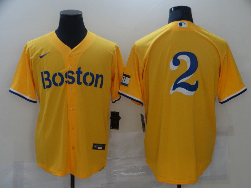 Men's Boston Red Sox Xander Boegarts #2 Gold City Connect Replica Player Jerseys