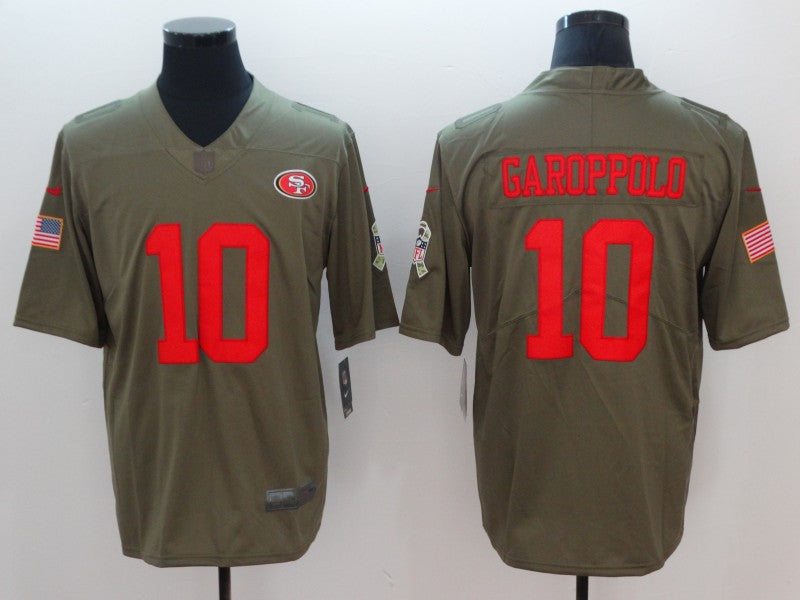 Men's San Francisco 49ers Jimmy Garoppolo #10 Brown Authentic Game Jerseys