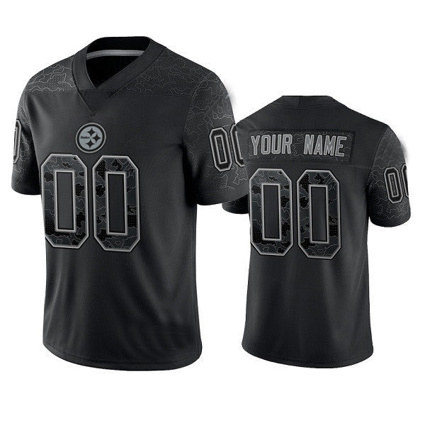 Custom1 Pittsburgh Steelers Active Player Reflective Limited Stitched Jerseys Black Football Jerseys
