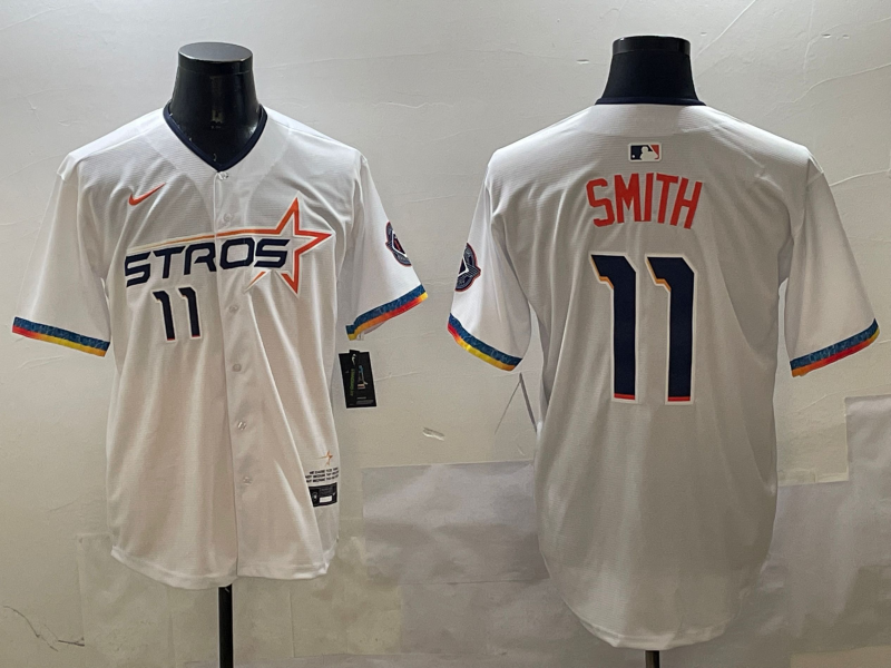 Men's Houston Astros Cam Smith #11 White 2025 City Connect Limited Player Jerseys