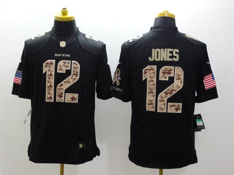 Men's Baltimore Ravens Jacoby Jones #12 Black Game Player Jerseys