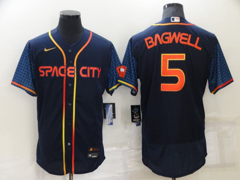 Men's Houston Astros Jeff Bagwell #5 Navy Space City Jerseys