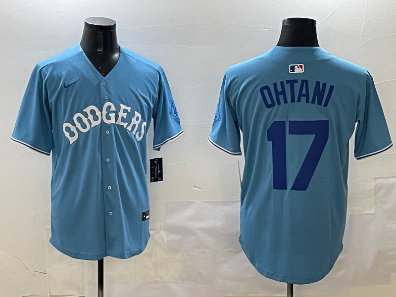 Men's Los Angeles Dodgers Shohei Ohtani #17 Light Blue Replica Player Jerseys