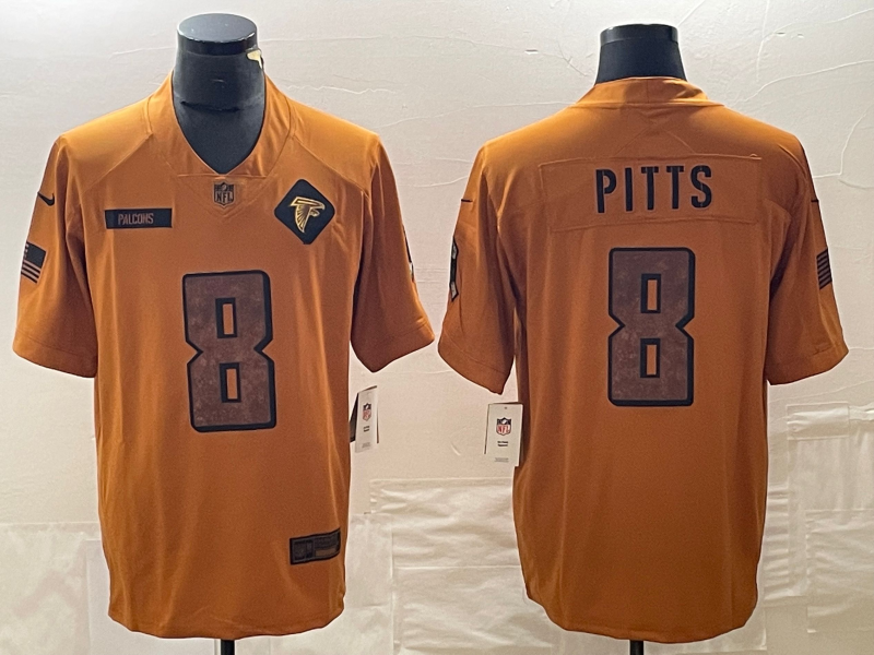 Men's Atlanta Falcons Kyle Pitts #8 Brown 2023 Salute To Service Limited Jerseys