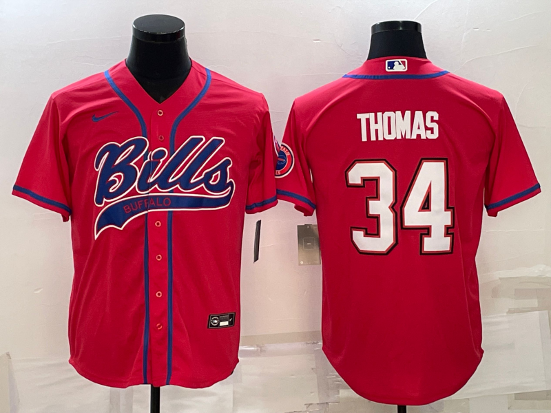 Men's Buffalo Bills Thurman Thomas #34 Red Game Jerseys Joint Edition