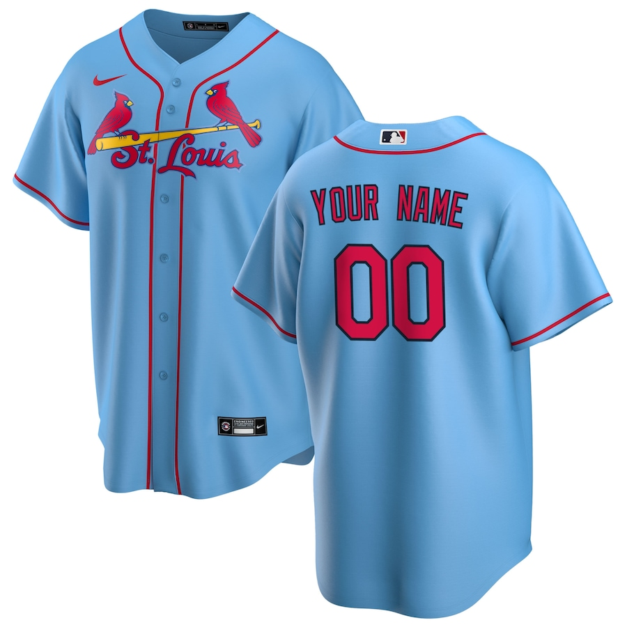 Men's St. Louis Cardinals Light Blue Alternate Replica Custom Jerseys