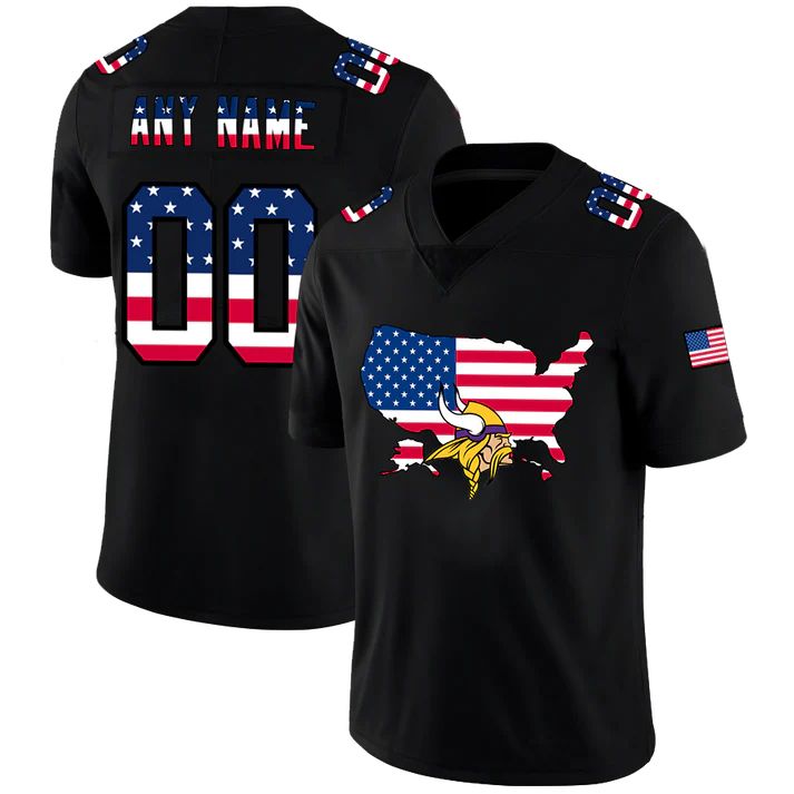 Custom1 Minnesota Vikings Black Limited Fashion Flag Stitched Jerseys Football Jerseys
