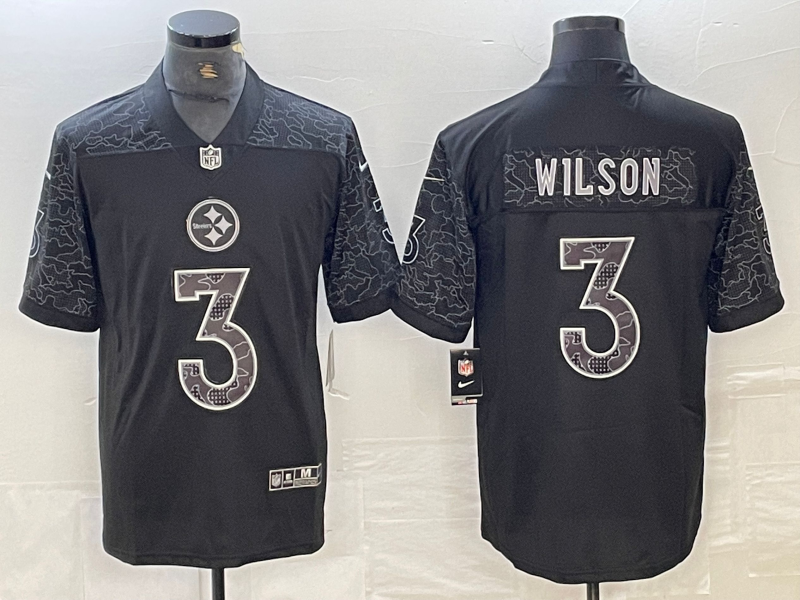 Men's Pittsburgh Steelers Russell Wilson #3 Black RFLCTV Limited Jerseys