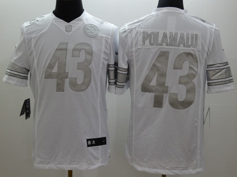 Men's Pittsburgh Steelers Troy Polamalu #43 White Game Player Jerseys