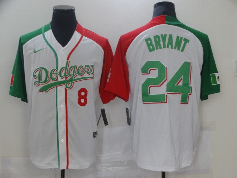 Men's Los Angeles Dodgers Kobe Bryant #8-24 White Game Player Jerseys