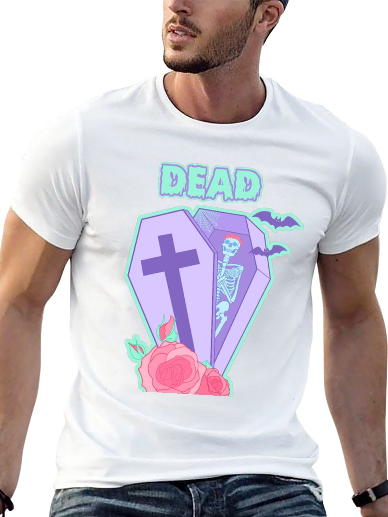 Black T-Shirt with Dead Coffin Design