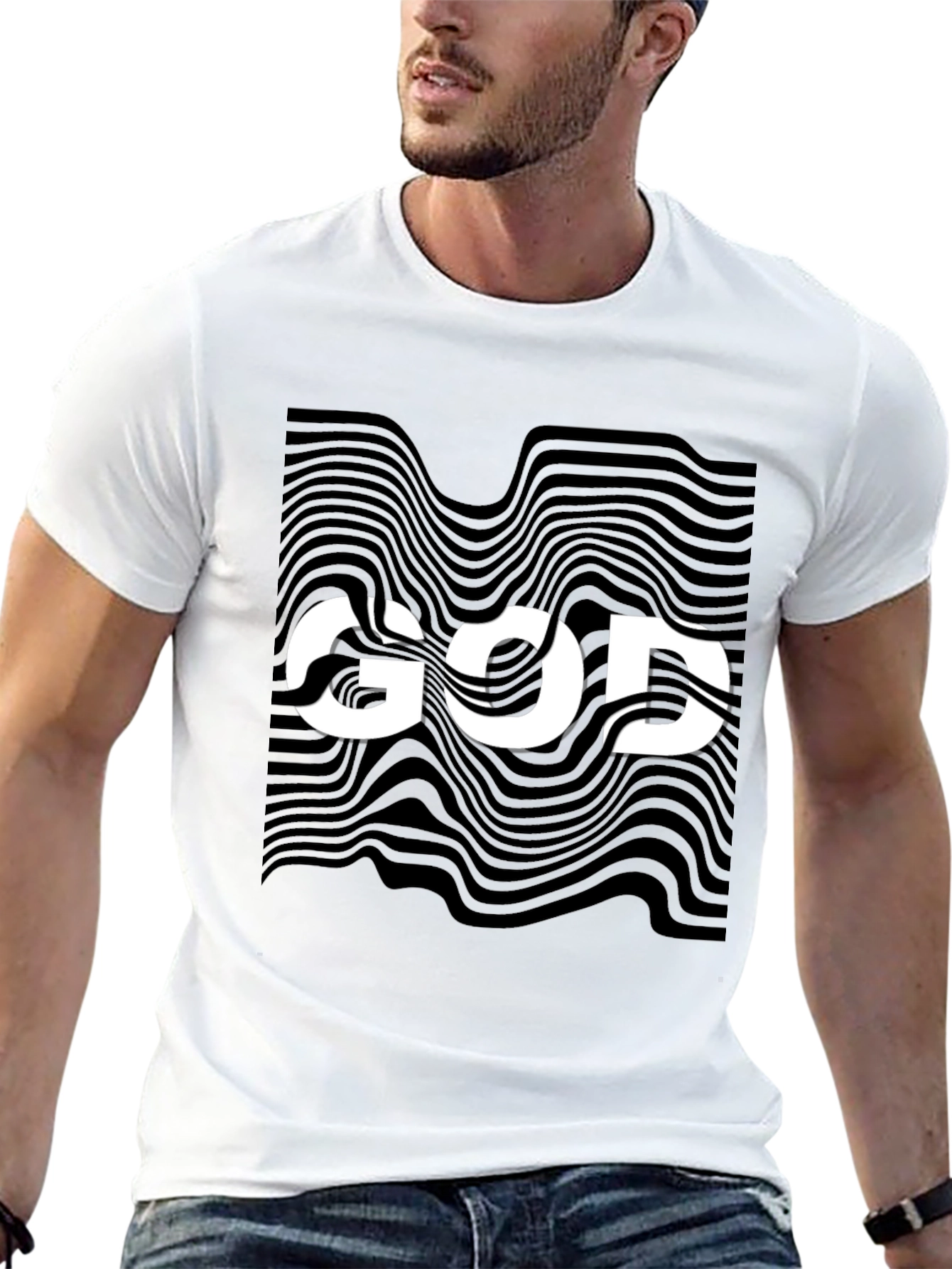 Abstract God Graphic Black T-Shirt