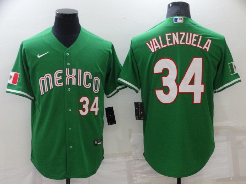 Men's 2023 World Baseball Classic #34 Fernando Valenzuela Mexico Green Jerseys