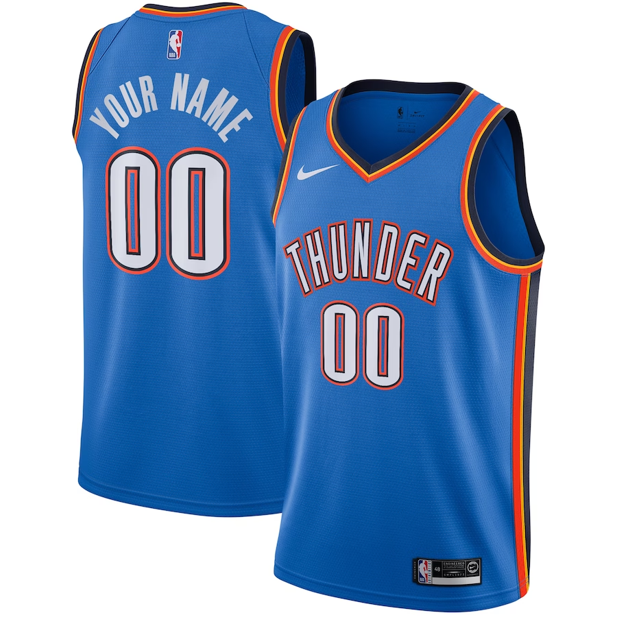 Men's Oklahoma City Thunder Blue Custom Swingman Jerseys - Icon Edition