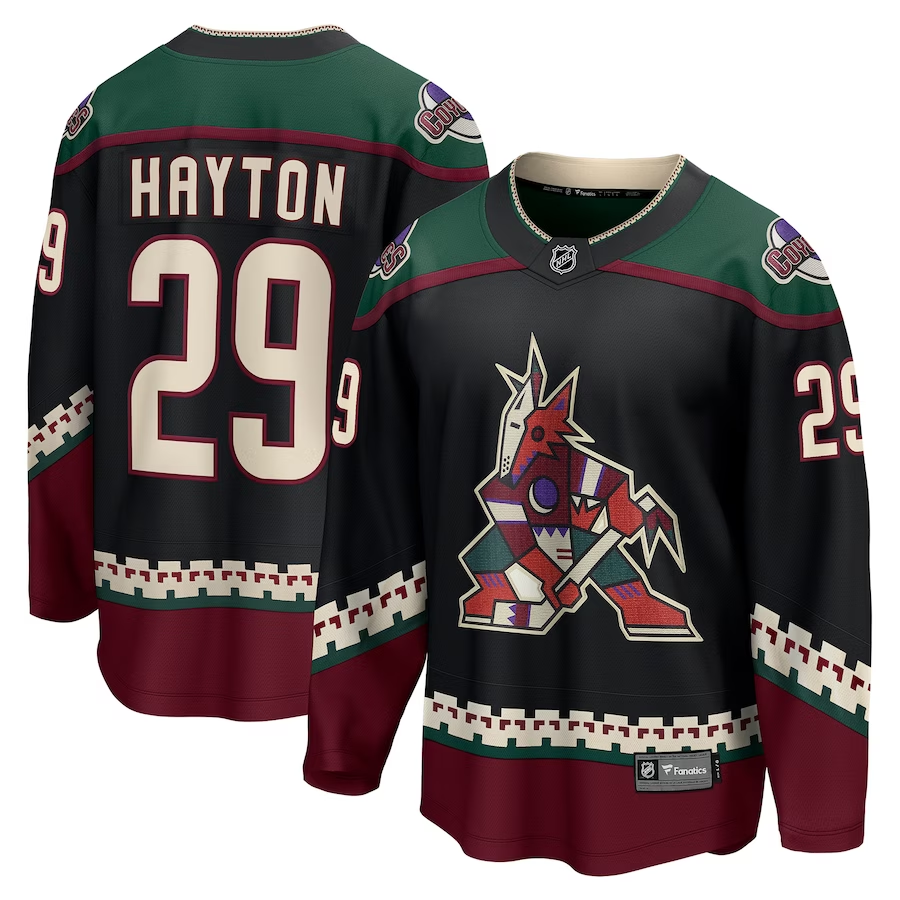 Men's Arizona Coyotes Barrett Hayton #29 Black Home Breakaway Player Jerseys