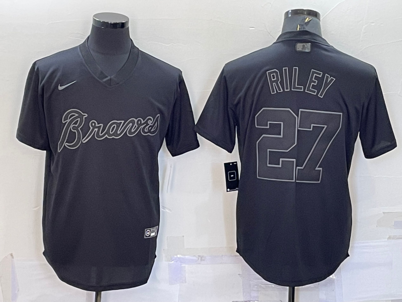Men's Atlanta Braves Austin Riley #27 Black Replica Baseball Jerseys