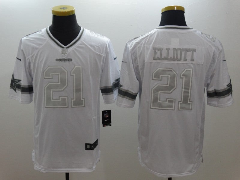 Men's Dallas Cowboys Ezekiel Elliott #21 White Game Team Jerseys