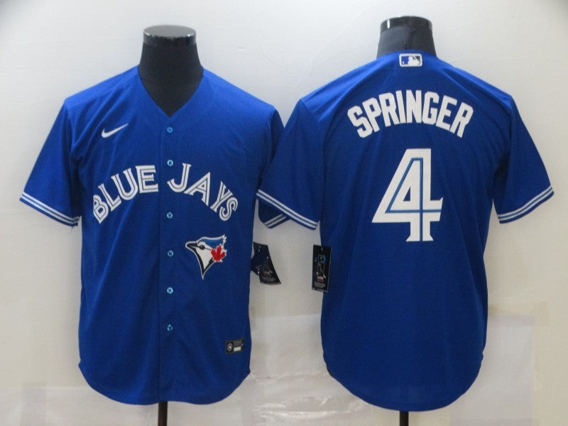 Men's Toronto Blue Jays George Springer #4 Blue Replica Baseball Jerseys