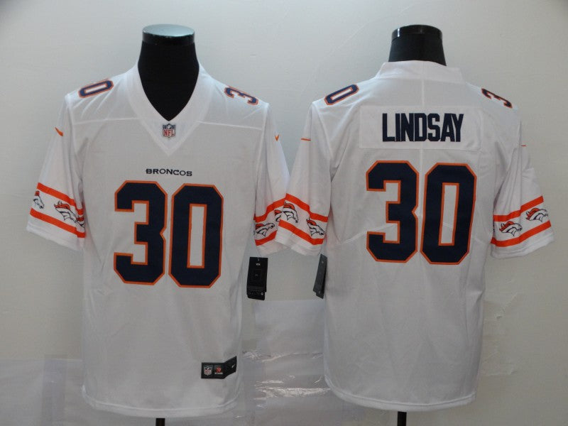Men's Denver Broncos Phillip Lindsay #30 White Game Player Jerseys