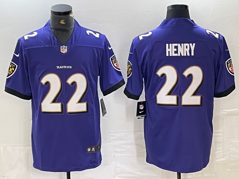 Men's Baltimore Ravens Derrick Henry #22 Purple Game Player Jerseys