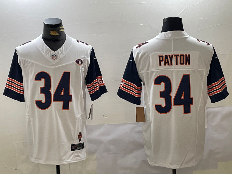 Men's Chicago Bears Walter Payton #34 White Alternate Game Player Jerseys