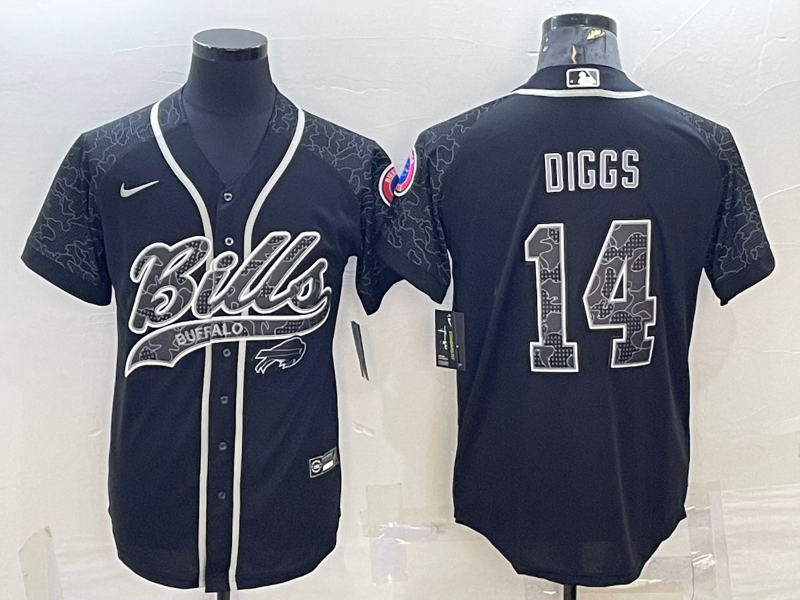 Men's Buffalo Bills Stefon Diggs #14 Black RFLCTV Limited Jerseys Joint Edition