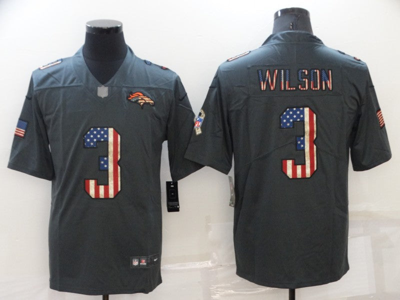 Men's Denver Broncos Russell Wilson #3 Black Game Player Jerseys