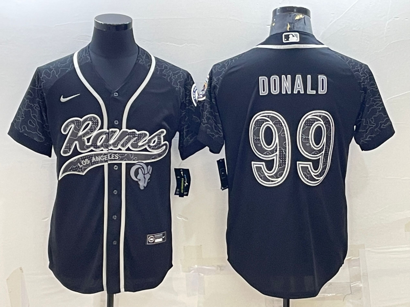 Men's Los Angeles Rams Aaron Donald #99 Black RFLCTV Limited Jerseys Joint Edition