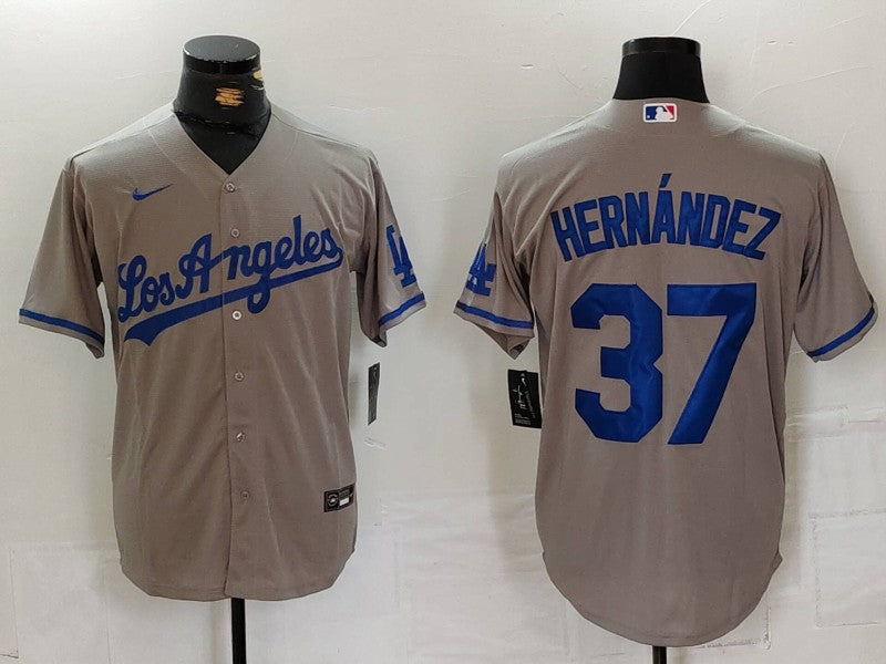 Men's Los Angeles Dodgers Teoscar Hernandez #37 Gray Player Jerseys